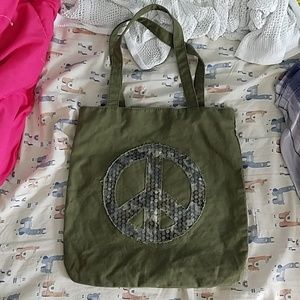 Camo, Peace, Army Green Tote Bag